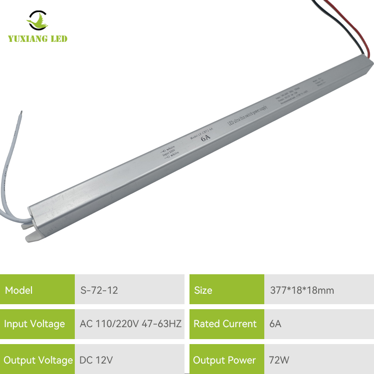 Fonte de alimentação LED ultrafina 12v6a