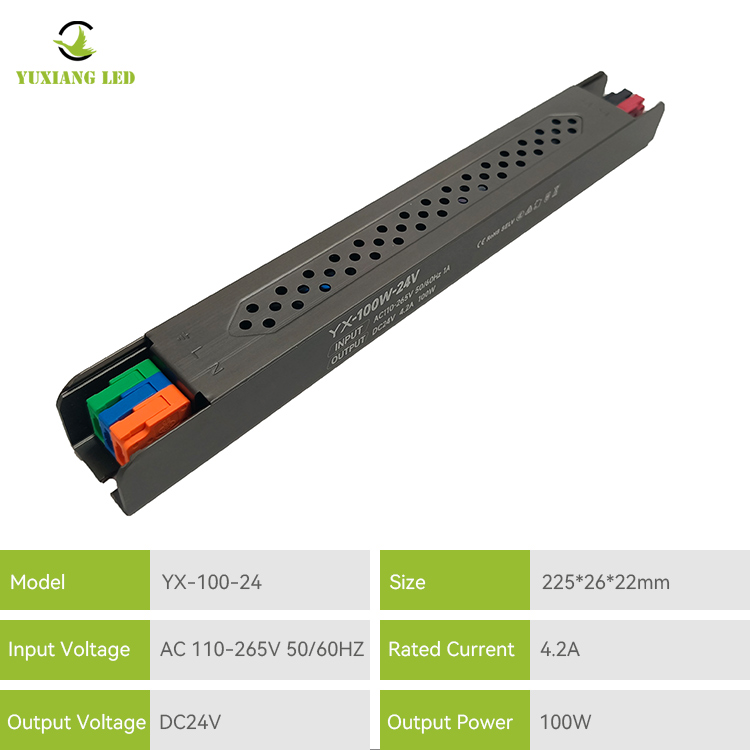 Fonte de alimentação linear ultrafina com semi-cola LED 24V 100W