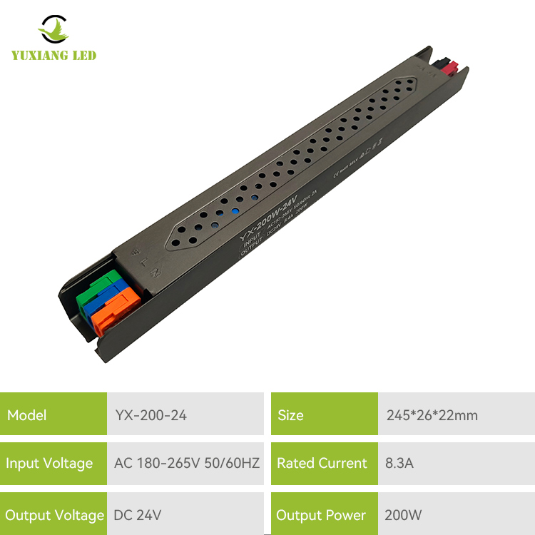 Fonte de alimentação linear ultrafina LED 24V 200W semi-cheia de cola