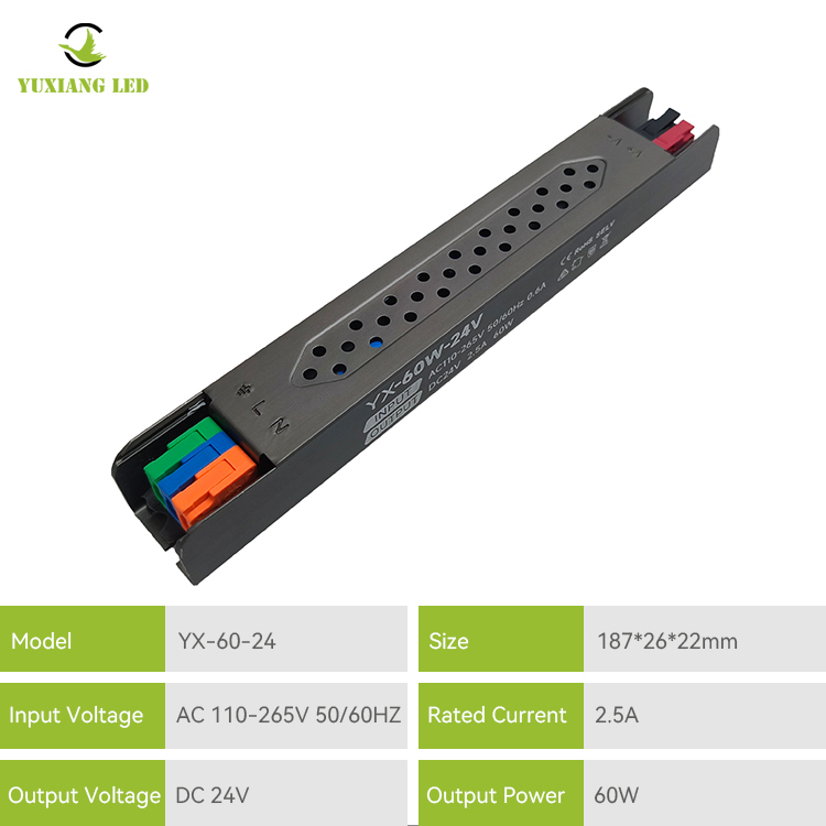 Fonte de alimentação semi-cheia linear ultrafina LED 24V 60W