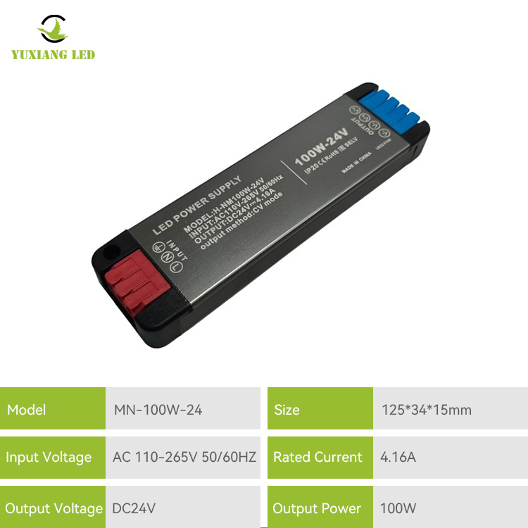 Fonte de alimentação DC ultrafina mini LED de tensão ampla 24V100W
