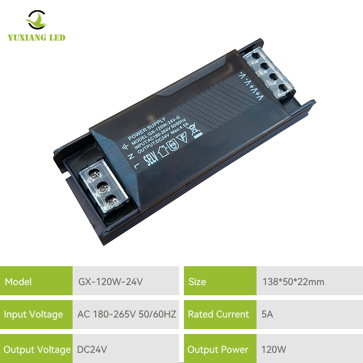 Fonte de alimentação de comutação Slim LED semi-preenchida de tensão constante 24V120W
