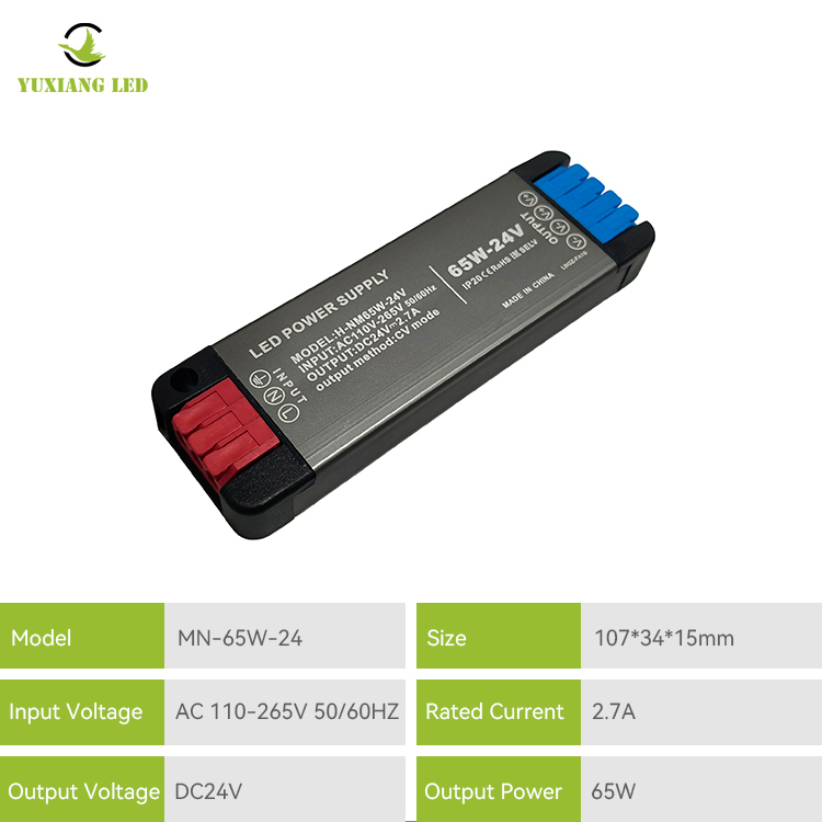 Fonte de alimentação DC ultrafina Mini LED de ampla tensão 24V65W