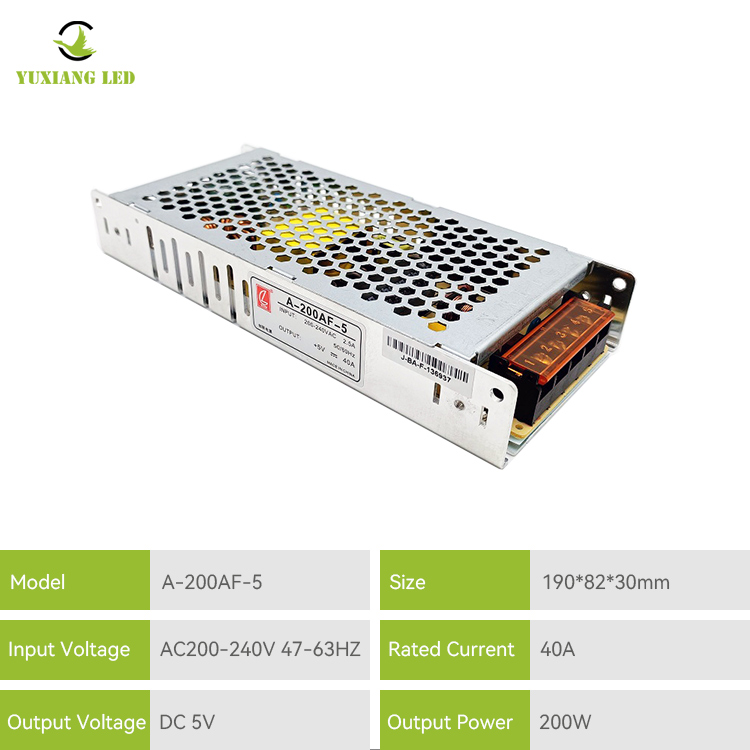 5V 40A 200W CZCL conduziu a fonte de alimentação A-200AF-5 da tela de exposição