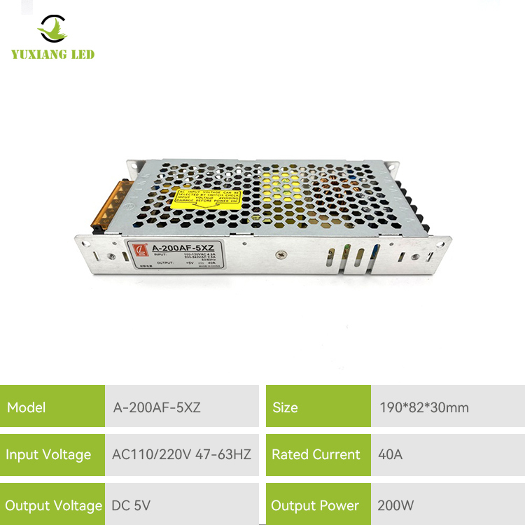 5V 40A 200W CZCL conduziu a fonte de alimentação A-200AF-5XZ da tela de exposição