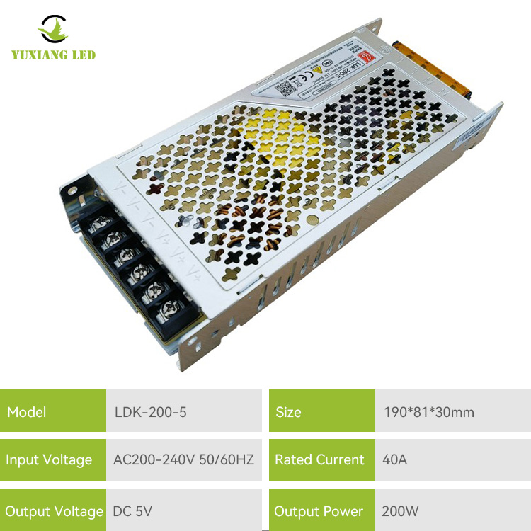 Fonte de alimentação com display LED ultrafino AC / DC LDK-200-5