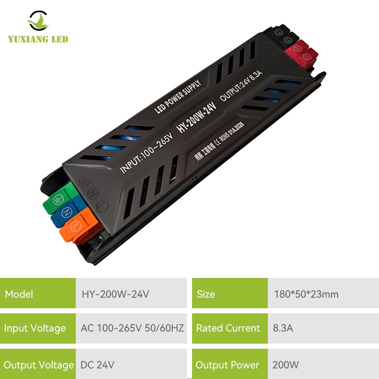 Fonte de alimentação LED semi-potada ultrafina DC 24V 200W