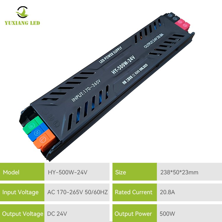 Fonte de alimentação LED semi-potada ultrafina DC 24V 500W