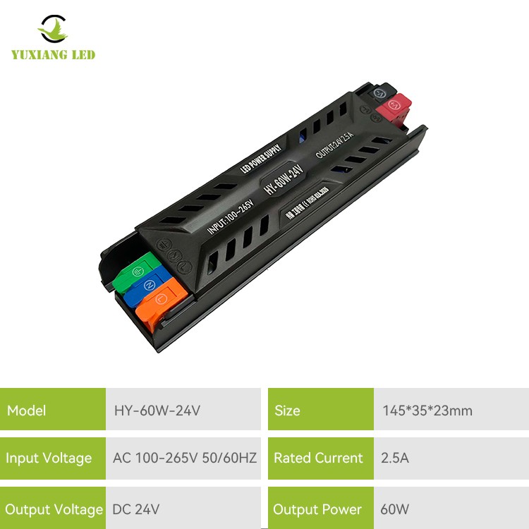 Fonte de alimentação LED semi-potada ultrafina DC 24V 60W