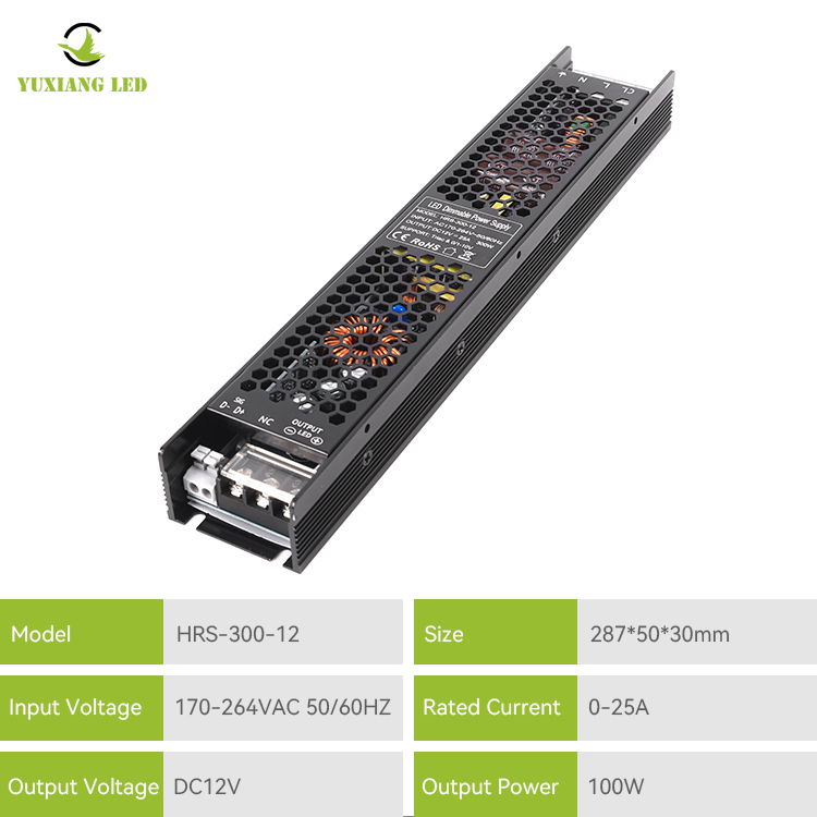 Fonte de alimentação LED regulável 12V 300W TRIAC 0-10V