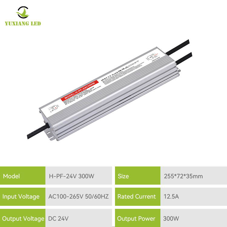 Fonte de alimentação conduzida impermeável alta do PF Ip67 24v 300w