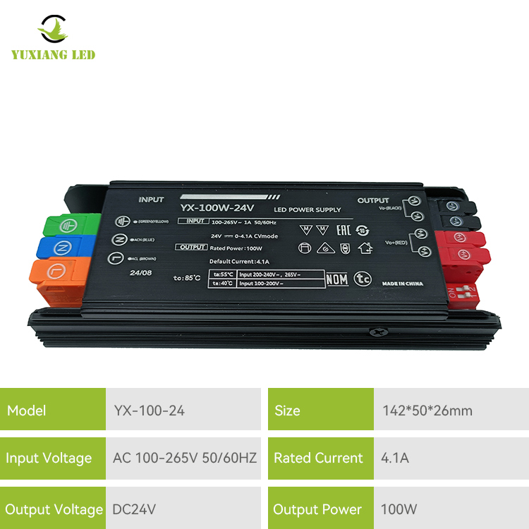 Fonte de alimentação de iluminação linear LED 24v 100w