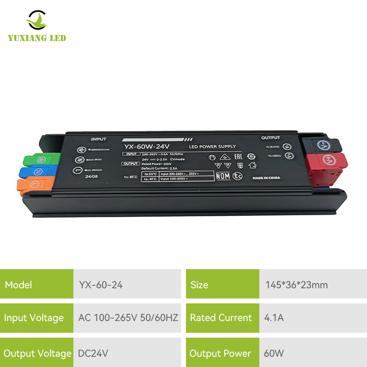 Fonte de alimentação de iluminação linear LED 24v 60w