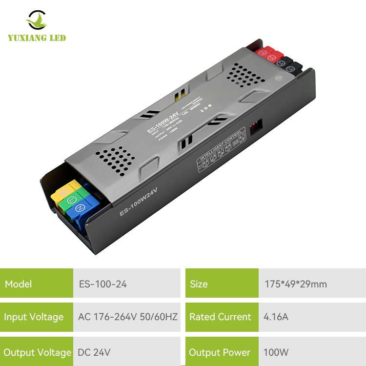 Fonte de alimentação linear LED semi-vaso regulável modelo ES 24V 100W