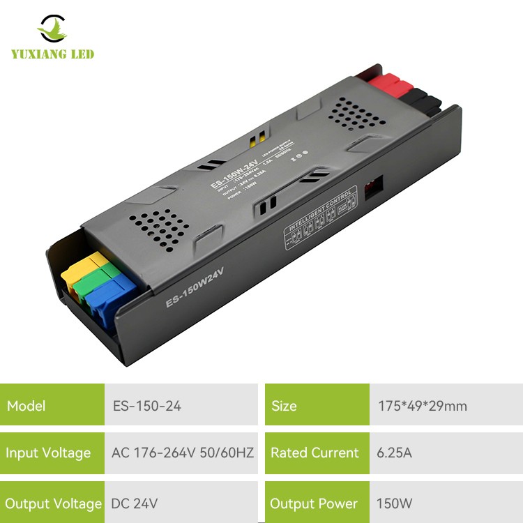Fonte de alimentação linear LED semi-vaso regulável modelo ES 24V 150W