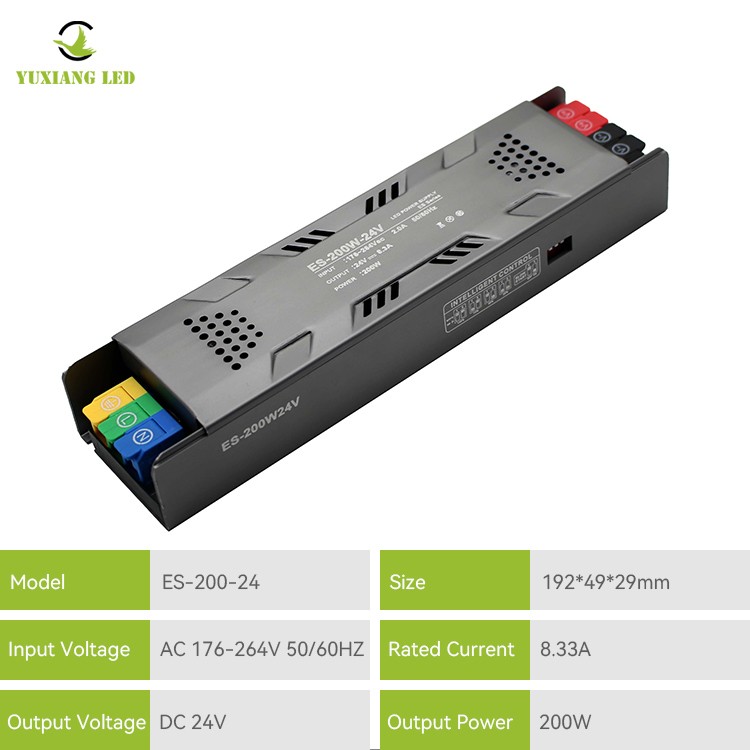 Fonte de alimentação linear LED semi-vaso regulável modelo ES 24V 200W
