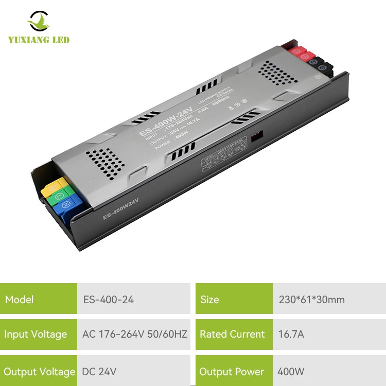 Fonte de alimentação linear LED semi-vaso regulável modelo ES 24V 400W